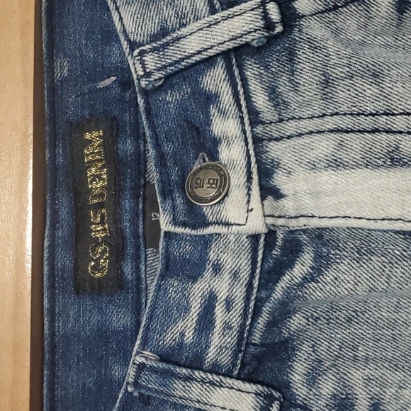 GS-115 Denim Jeans Boys Size 12 Blue Moto Paint Dye Splatter Artzy Art - Picture 6 of 13